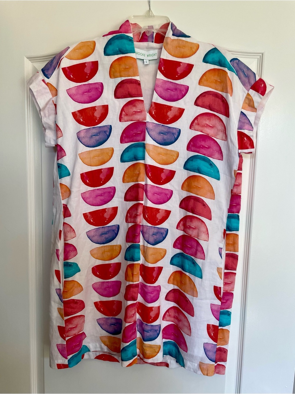 Brooke Wright Half-Moon Linen & Cotton Print Dress